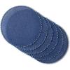 imageMartha Stewart Woven Water Resistant Lindos Placemat Set 6Pack 15quot Round BeigeNavy Blue