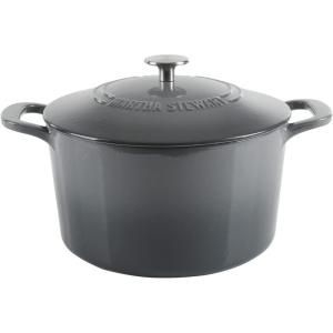 imageMARTHA STEWART Gatwick 7 QT Enamel Cast Iron Dutch Oven Pot with Lid Martha BlueClassic Gray