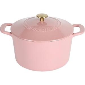 imageMARTHA STEWART Gatwick 7 QT Enamel Cast Iron Dutch Oven Pot with Lid Martha BluePink