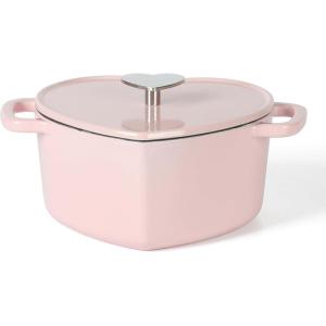 imageMARTHA STEWART Gatwick 7 QT Enamel Cast Iron Dutch Oven Pot with Lid Martha BluePink Heart Shaped