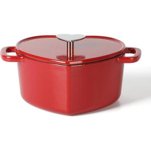 imageMARTHA STEWART Gatwick 7 QT Enamel Cast Iron Dutch Oven Pot with Lid Martha BlueRed Heart Shaped