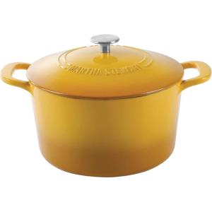 imageMARTHA STEWART Gatwick 7 QT Enamel Cast Iron Dutch Oven Pot with Lid Martha BlueYellow