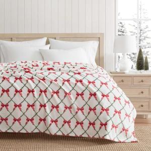imageMartha Stewart  Blanket Incredibly Soft Throw Blanket for Couch or Bed Printed Plush ampamp Oversized Bedding Madison Gingham Green 60quot x 70quotEmmas Bow White