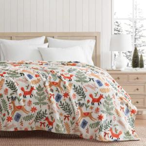 imageMartha Stewart  Blanket Incredibly Soft Throw Blanket for Couch or Bed Printed Plush ampamp Oversized Bedding Madison Gingham Green 60quot x 70quotHoliday Woodland White