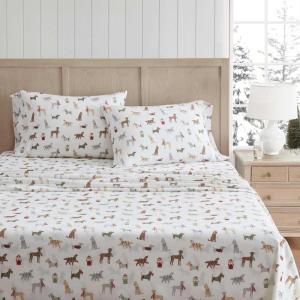 imageMartha Stewart  Flannel Sheets Full Size AntiPilling ampamp Wrinkle Resistant Cotton Touchably Soft for AllSeason Comfort  Bed Sheets with Matching Pillowcases ampamp Fitted Sheet Holiday Bows RedHoliday Pups Brown