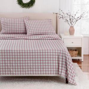 imageMartha Stewart  Flannel Sheets Full Size AntiPilling ampamp Wrinkle Resistant Cotton Touchably Soft for AllSeason Comfort  Bed Sheets with Matching Pillowcases ampamp Fitted Sheet Holiday Bows RedGray  Dark Red