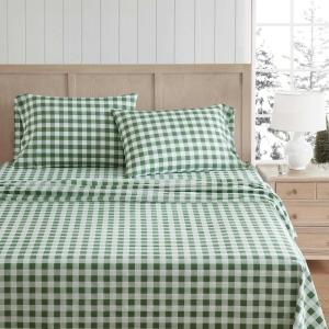 imageMartha Stewart  Full Size Sheets Set Crisp ampamp Tailored Cooling Sheets wa Naturally Smooth Cotton Percale Lightweight Feel  Bed Sheets with Matching Pillowcases ampamp Fitted Sheet Floral BlueMadison Gingham Green