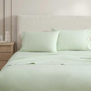 imageMartha Stewart  Full Size Sheets Set Crisp ampamp Tailored Cooling Sheets wa Naturally Smooth Cotton Percale Lightweight Feel  Matching Pillowcases ampamp Fitted Sheet Skylands Solid BeigeSkylands Solid Green