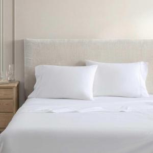 imageMartha Stewart  Full Size Sheets Set Crisp ampamp Tailored Cooling Sheets wa Naturally Smooth Cotton Percale Lightweight Feel  Matching Pillowcases ampamp Fitted Sheet Skylands Solid BeigeLilly Pond Leaf Blue