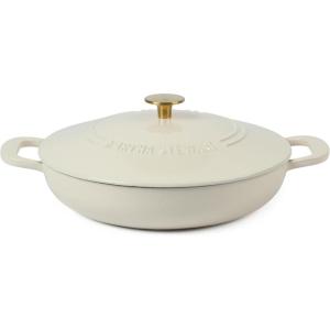 imageMartha Stewart 35Quart Enameled Cast Iron Dutch Oven Braiser  Martha BlueLinen w Gold Knob Braiser