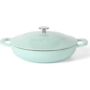 imageMartha Stewart 35Quart Enameled Cast Iron Dutch Oven Braiser  Martha BlueMartha Blue w Gold Knob Braiser