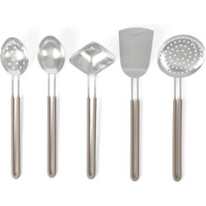 imageMartha Stewart 5 Piece Sprucedale Stainless Steel Kitchen Tools and Gadget Set  Dishwasher Safe