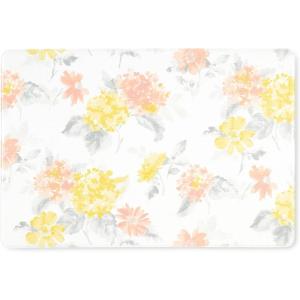 imageMartha Stewart Amber Floral Daisy Stripe Reverisble Water Resistant Kitchen Mat YellowCoral 20quotx30quotYellowCoralGrey