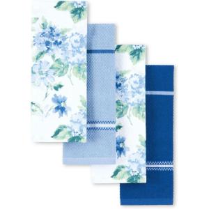 imageMartha Stewart Amber Floral Kitchen Towel Set 4Pack BlueGreen 16quotx28quotBlue