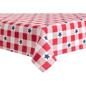 imageMartha Stewart Americana Star Gingham Plaid Indoor Tablecloth Patriotic USA America Decor RedWhiteBlue 60quotx84quot102 x 60 Rectangular