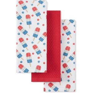 imageMartha Stewart Americana Stripesicle Ice Pop Holiday Kitchen Towels 3Pack Set 100 Cotton Absorbent Patriotic USA America Decor RedWhiteBlue 16quotx28quot