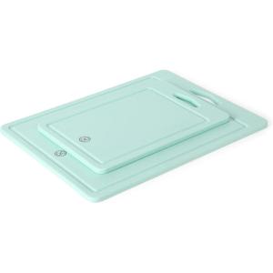 imageMartha Stewart BPA Free Plastic Cutting Board 2pc Set 16quot x 12quot and 12quot x 8quot  Linen  Dishwasher SafeMartha Blue