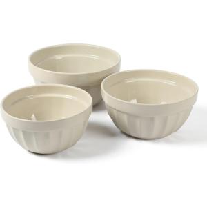 imageMartha Stewart Broadbrook 3 Piece 4 Qt 28 Qt 21 Qt Stoneware Bowl Set  Sharkey GreySharkey Grey