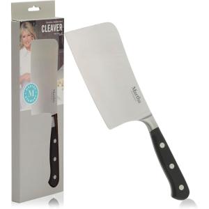 imageMartha Stewart Carverton 6quot Cleaver Knife High Carbon Stainless Steel Kitchen Knives wBlack Triple Riveted HandleStainless Steel  Black Cleaver