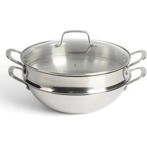 imageMartha Stewart Castelle 12quot 188 Stainless Steel Induction Safe MultiPurpose Essential Pan wSteamer