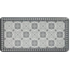 imageMartha Stewart Comfort Anti Fatigue Strie Medallion Tile Kitchen Mat Comfort Standing Mat NonSlip Backing Safe Beveled Edge Charcoal Black 196quot x39quotCharcoal Black