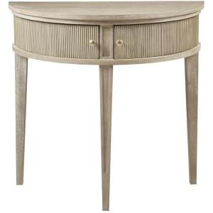 imageMartha Stewart Crestview Hall Console Table for Entryway with Storage Solid Rubber Wood Frame Vintage Demilune Shape Bronze Knobs Farmhouse Accent Living Room Furniture Dcor  Reclaimed GreigeReclaimed Greige