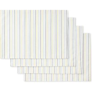 imageMartha Stewart Daisy Stripe Placemat Set 4Pack BeigeBrown 13quotx175quotGreyYellow