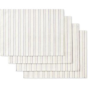 imageMartha Stewart Daisy Stripe Placemat Set 4Pack BeigeBrown 13quotx175quotLinen