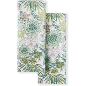 imageMartha Stewart Dual Purpose Kitchen Towel 2Pack Set Floral Vine 16quotx28quotSucculents