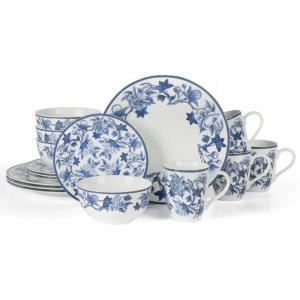 imageMartha Stewart Goodale Vintage Blue Stoneware 16 Piece Dinnerware Set