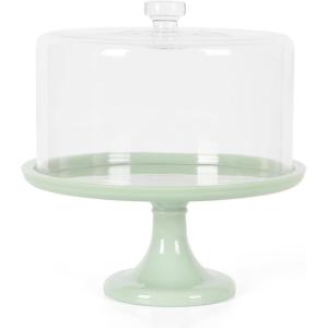 imageMartha Stewart Highbrook 10 Inch Jadeite Cake Stand with Glass DomeGreen 10