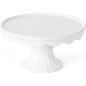 imageMartha Stewart Highbrook 10 Inch Jadeite Cake Stand with Glass DomeWhite 10
