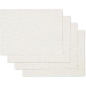 imageMartha Stewart Honeycomb Modern Farmhouse Reversible Placemat 4Pack Set White 13quotx175quotNatural