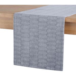 imageMartha Stewart Honeycomb Modern Farmhouse Reversible Table Runner Charcoal Grey 15quotx72quotBlue