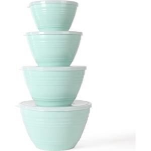imageMartha Stewart Hoyt 8 pc Round Mixing Bowl Set wLid  62 QT 43 QT 28 QT 18 QT Martha Blue