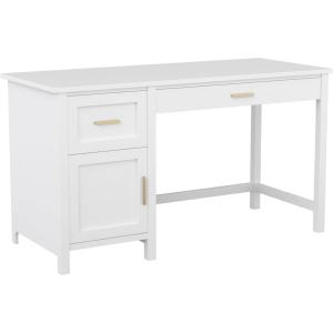 imageMartha Stewart Hutton Shaker Style Home Office Desk with Storage in White with Polished Brass HardwareWhitePolished Brass