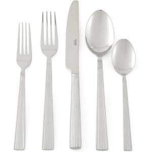 imageMartha Stewart Laurentide 20 pc Stainless Steel Flatware Set  Stone FinishKendleton Mirror Polish