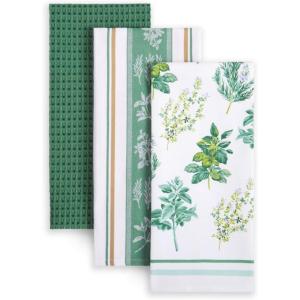 imageMartha Stewart LintFree Kitchen Towel 3Pack Set Herbs 18quotx28quotHerbs