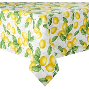 imageMartha Stewart Lots of Lemons Tablecloth Single Pack WhiteYellow 60quotx84quot102 x 60 Rectangular