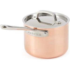 imageMartha Stewart Martha 35Quart Stainless Steel Straight Sided Saute Pan wLid  Copper ExteriorSatin InteriorCopper
