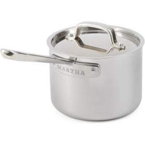 imageMartha Stewart Martha 8quot Triply Stainless Steel Saute Fry Pan wCeramic NonStick InteriorStainless Steel