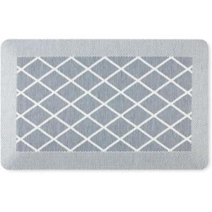 imageMartha Stewart Miles Modern Diamond AntiFatigue AirInfused Kitchen Mat Beige 196quotx32quotBlue