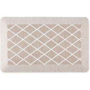 imageMartha Stewart Miles Modern Diamond AntiFatigue AirInfused Kitchen Mat Beige 196quotx32quotCoffee Brown