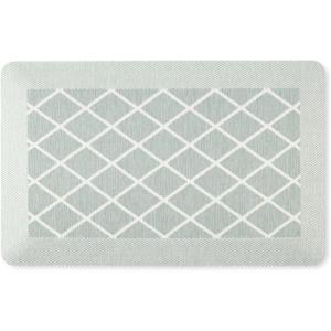 imageMartha Stewart Miles Modern Diamond AntiFatigue AirInfused Kitchen Mat Beige 196quotx32quotMint Green