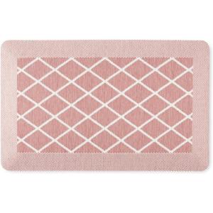 imageMartha Stewart Miles Modern Diamond AntiFatigue AirInfused Kitchen Mat Beige 196quotx32quotSpice Red