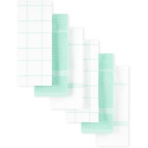imageMartha Stewart Modern Waffle Kitchen Towel Set 6Pack Black 16quotx28quotAqua Blue