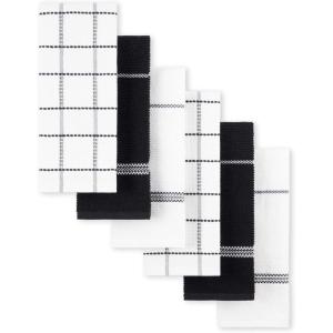 imageMartha Stewart Modern Waffle Kitchen Towel Set 6Pack Black 16quotx28quotBlack