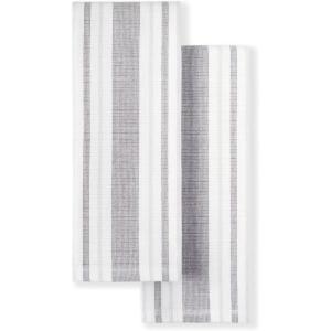 imageMartha Stewart Morris Stripe Kitchen Towel 2Pack Set Aqua 16quotx28quotGrey