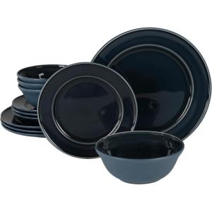 imageMartha Stewart Portillo 12 Piece Reactive Stoneware Dinnerware Set  Blue