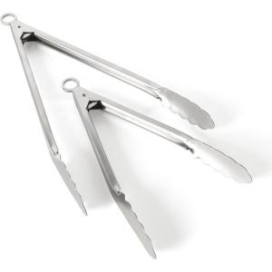 imageMartha Stewart Richburn 2pc 12quot ampamp 9quot Tongs Set  Stainless SteelTong Set 12 and 9